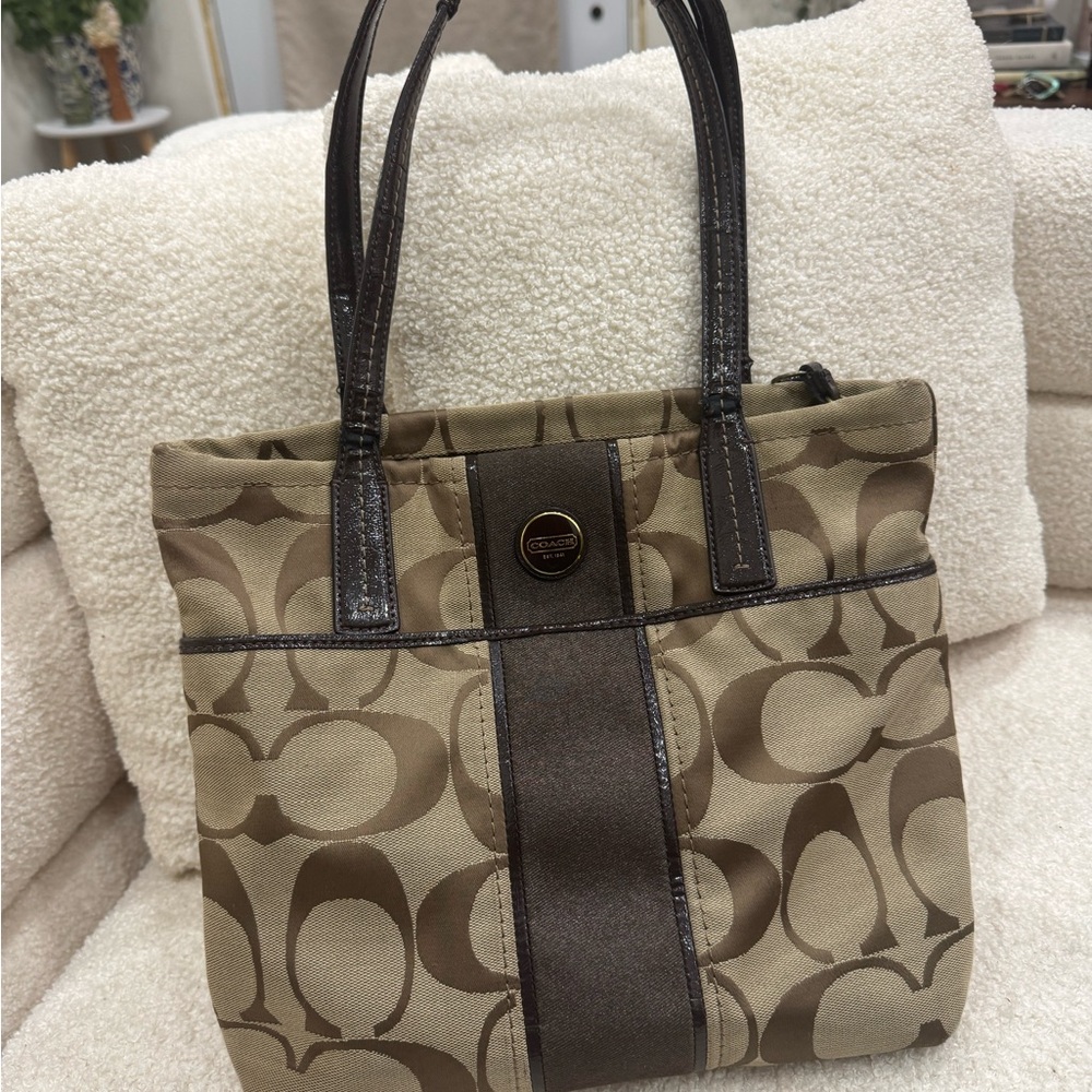 Coach Brown Signature Tote Bag